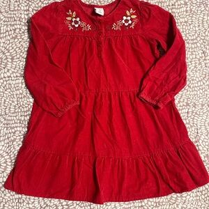 Red ribbed long sleeved dress